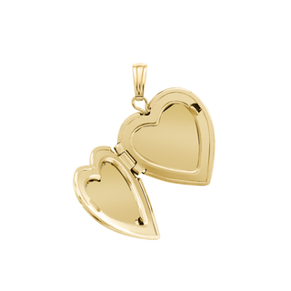 Tri-Color & Hand Engraved Design Heart Locket with Diamonds in 14K Gold Filled (28 x 19 mm)