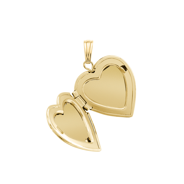 Tri-Color & Hand Engraved Design Heart Locket with Diamonds in 14K Gold Filled (28 x 19 mm)