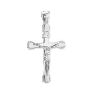 Sterling Silver Tubular Crucifix Pendant (42 x 22 mm)